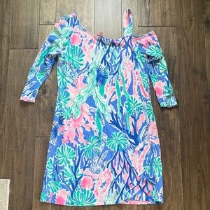 Lilly Pulitzer Pink and Blue Tropical Print Dress